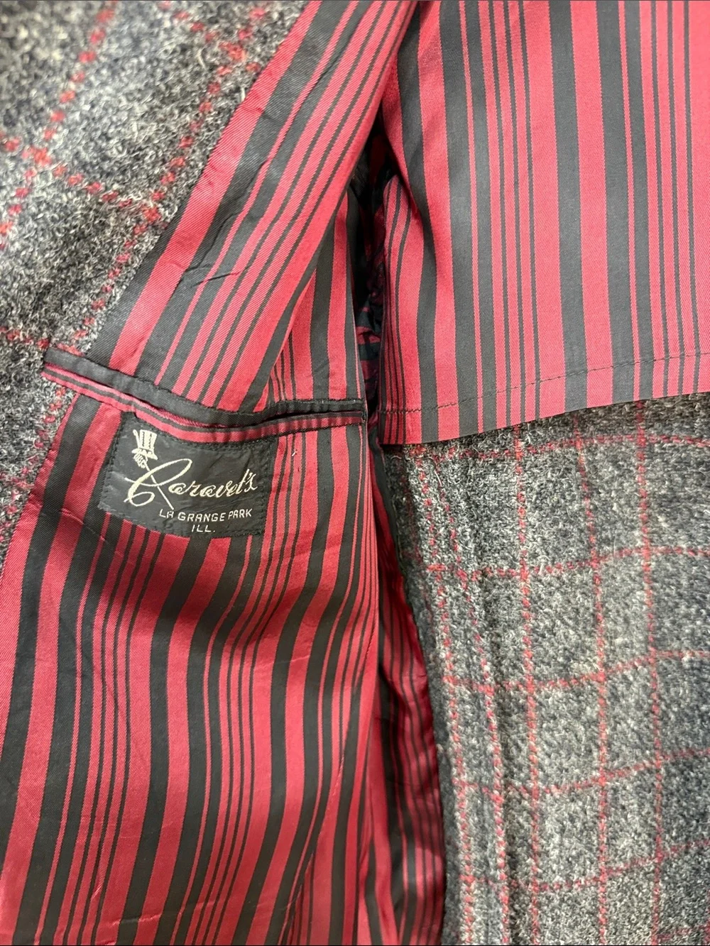 Vintage HARRIS TWEED Scottish Wool Blazer Men’s Gray Classic Retro